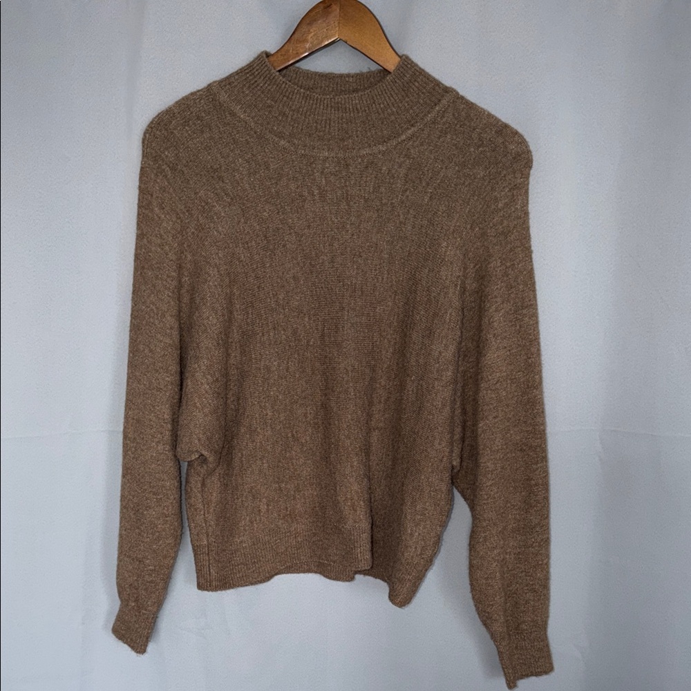 H&M Tan Women's Turtleneck Minimalist 90s Grandma core Cozy Sweater Size S